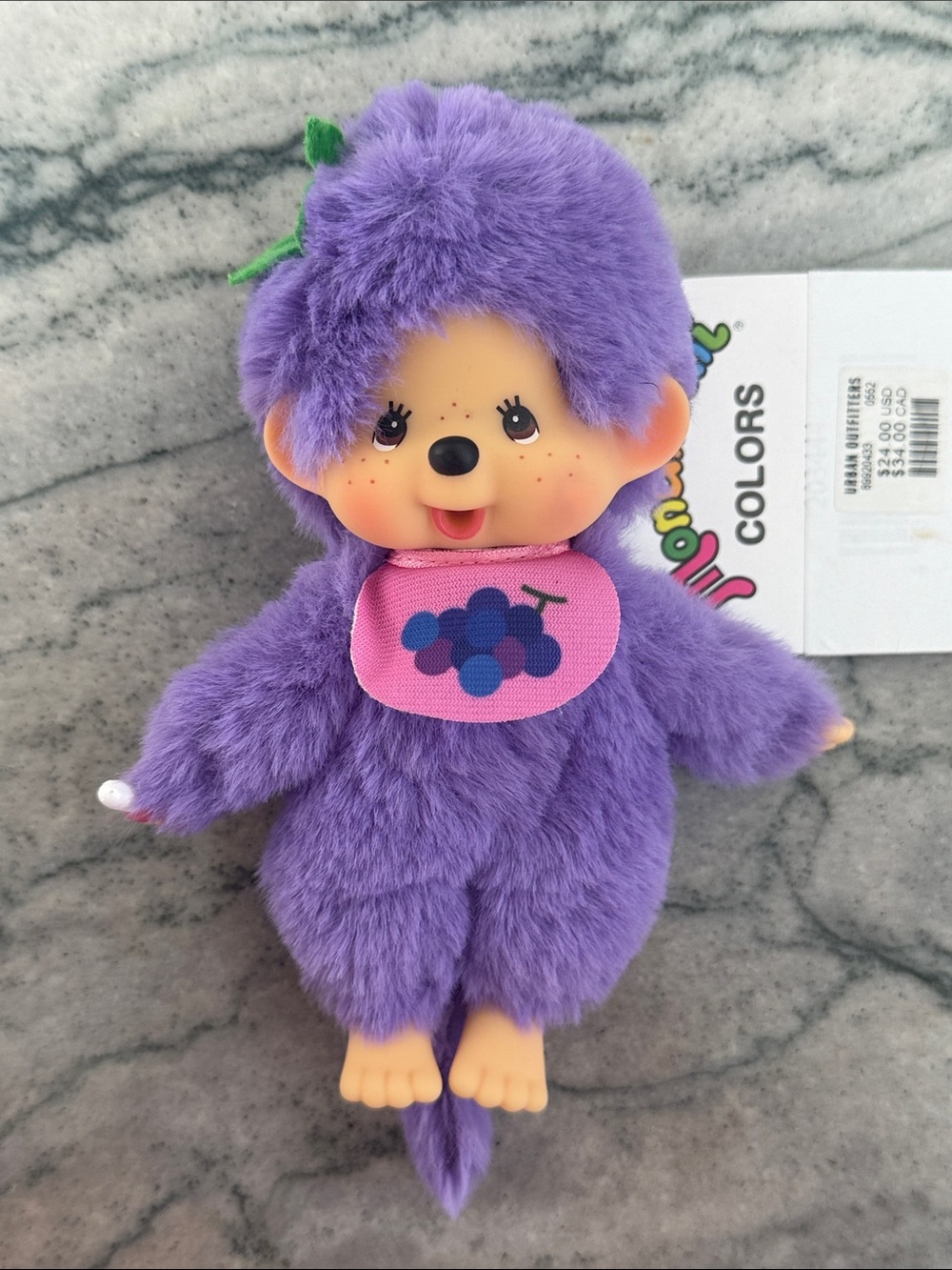 Monchhichi Colors - Purple Plush Grape Doll - Cute Kids Collectible